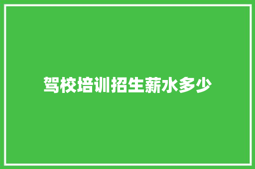 驾校培训招生薪水多少 职场写作