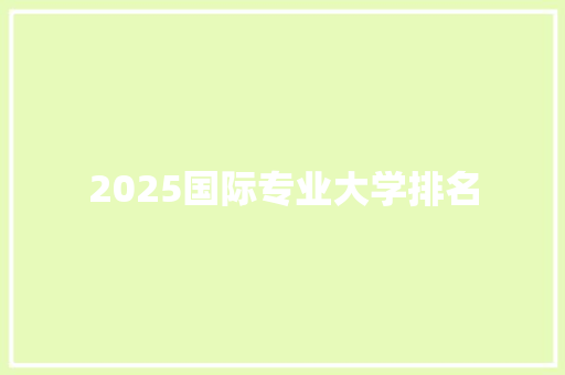 2025国际专业大学排名 项目报告