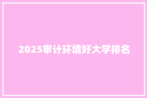 2025审计环境好大学排名 应用文