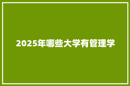 2025年哪些大学有管理学