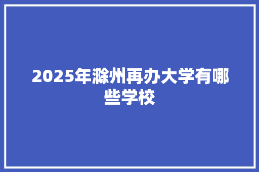 2025年滁州再办大学有哪些学校 职场写作