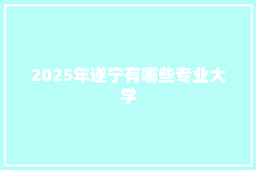 2025年遂宁有哪些专业大学