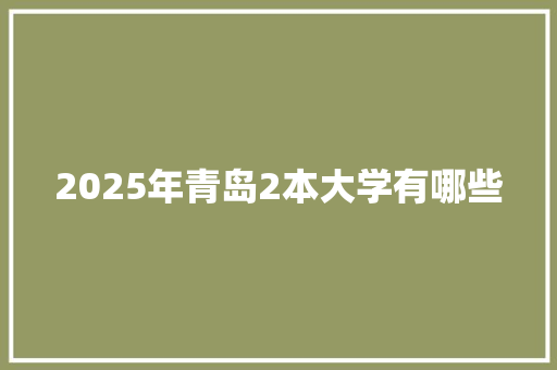 2025年青岛2本大学有哪些