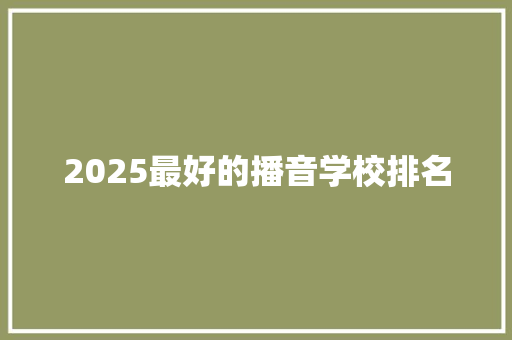 2025最好的播音学校排名 项目报告