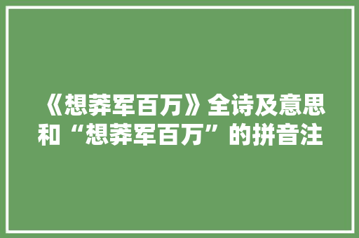 《想莽军百万》全诗及意思和“想莽军百万”的拼音注释 诗词鉴赏