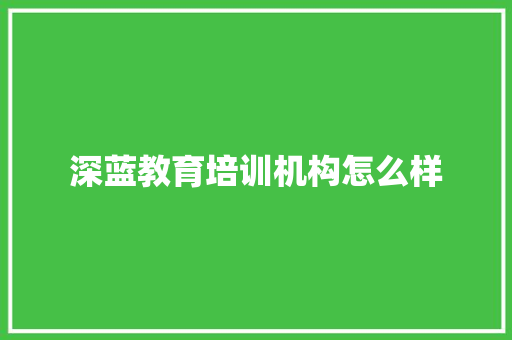 深蓝教育培训机构怎么样