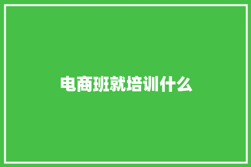 电商班就培训什么