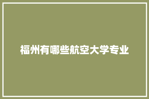 福州有哪些航空大学专业 会议纪要