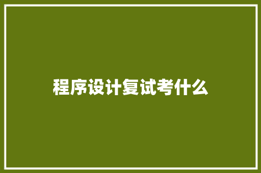 程序设计复试考什么