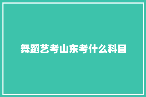 舞蹈艺考山东考什么科目
