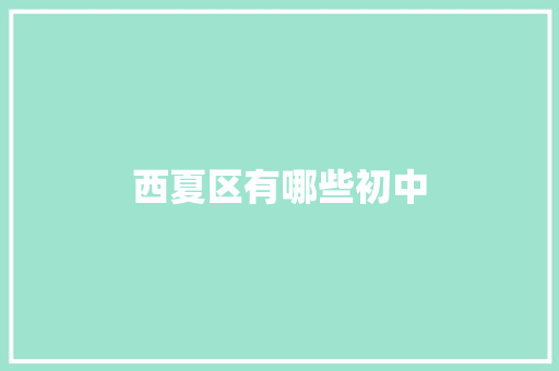 西夏区有哪些初中