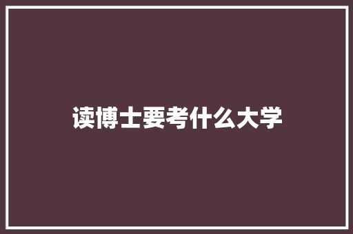 读博士要考什么大学