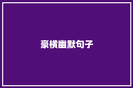 豪横幽默句子