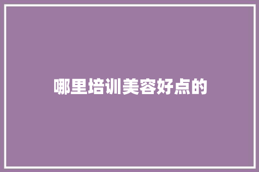 哪里培训美容好点的