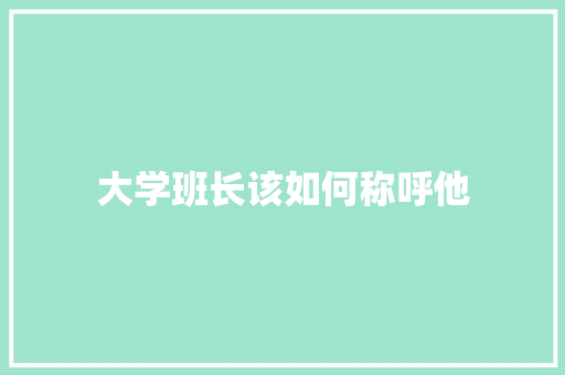 大学班长该如何称呼他