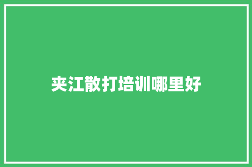 夹江散打培训哪里好