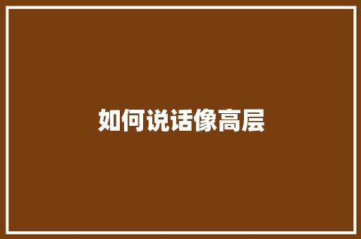 如何说话像高层