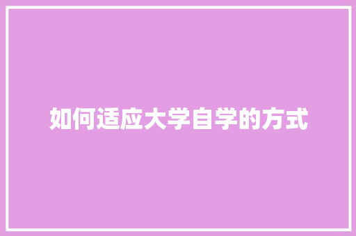 如何适应大学自学的方式 工作总结
