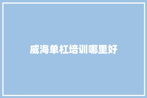 威海单杠培训哪里好 会议纪要
