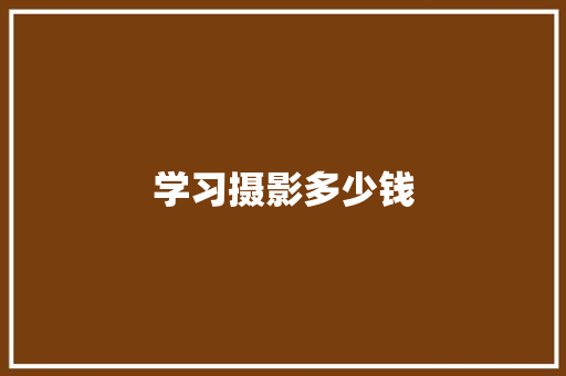 学习摄影多少钱 项目报告