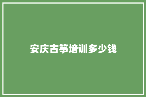 安庆古筝培训多少钱