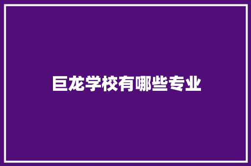 巨龙学校有哪些专业