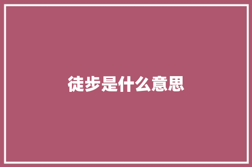 徒步是什么意思