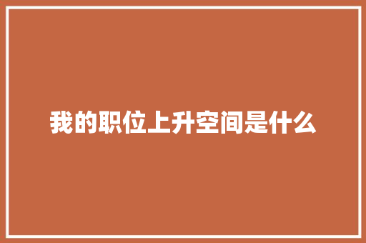 我的职位上升空间是什么