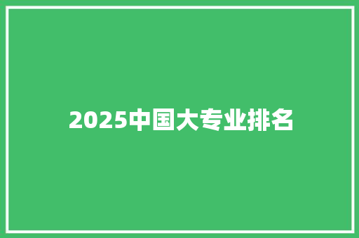 2025中国大专业排名
