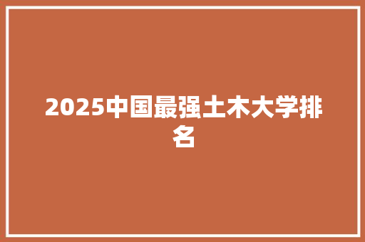 2025中国最强土木大学排名 项目报告