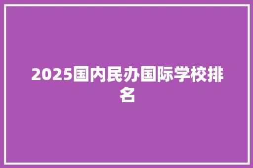 2025国内民办国际学校排名