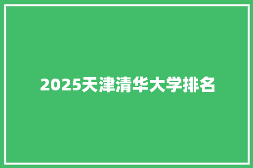 2025天津清华大学排名
