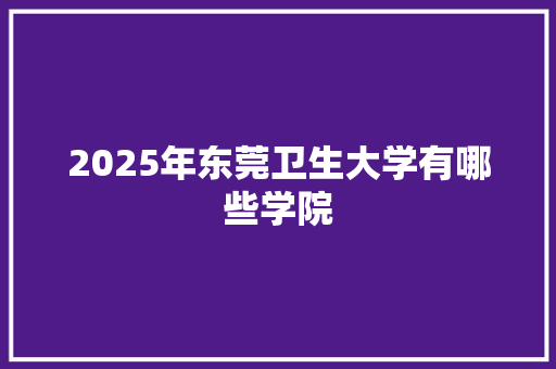 2025年东莞卫生大学有哪些学院 应用文
