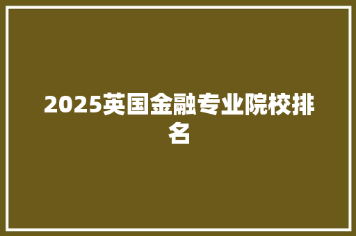 2025英国金融专业院校排名 职场写作