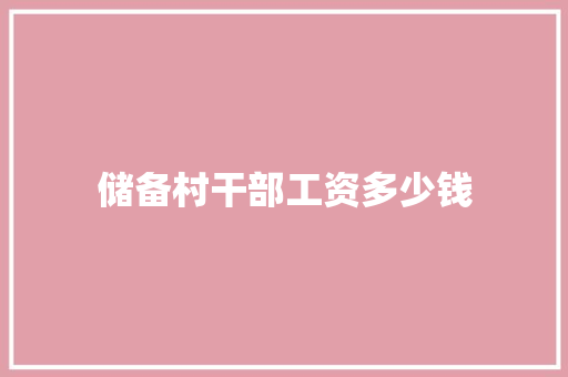 储备村干部工资多少钱 诗词鉴赏