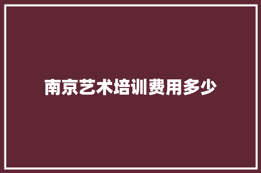 南京艺术培训费用多少 项目报告