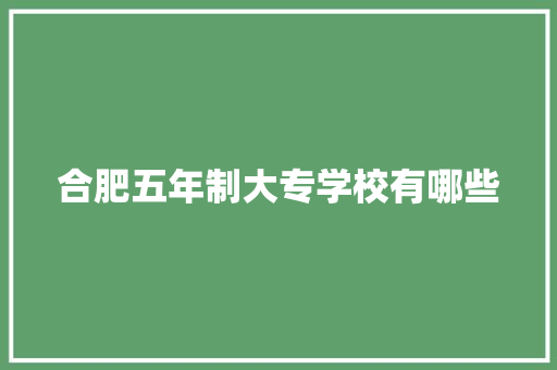 合肥五年制大专学校有哪些