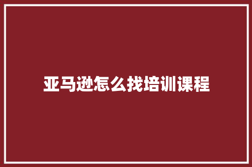 亚马逊怎么找培训课程 项目报告