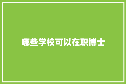 哪些学校可以在职博士
