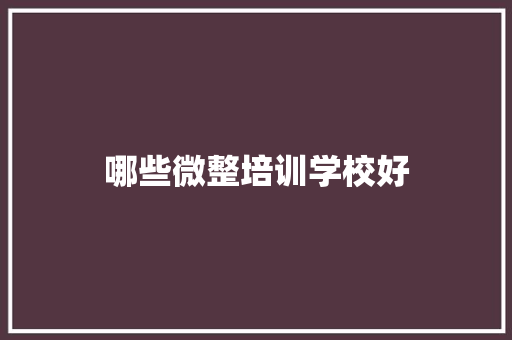 哪些微整培训学校好