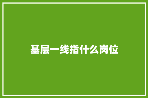 基层一线指什么岗位 工作总结