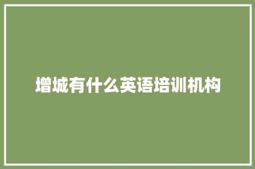 增城有什么英语培训机构