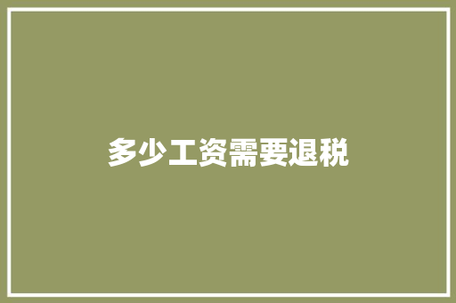 多少工资需要退税 会议纪要