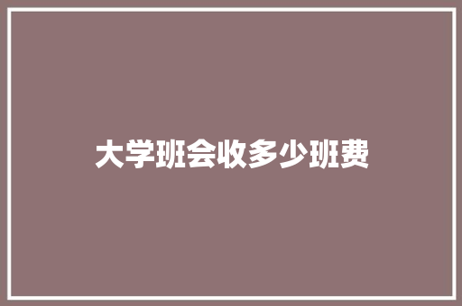 大学班会收多少班费