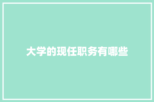 大学的现任职务有哪些