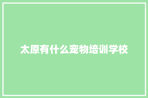 太原有什么宠物培训学校 项目报告