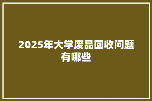 2025年大学废品回收问题有哪些 会议纪要