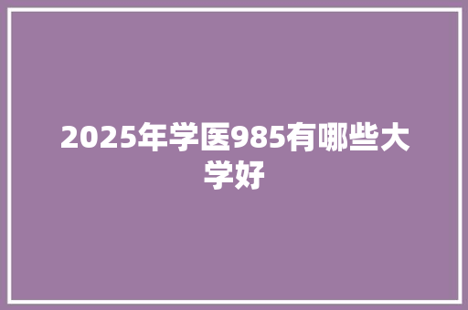 2025年学医985有哪些大学好
