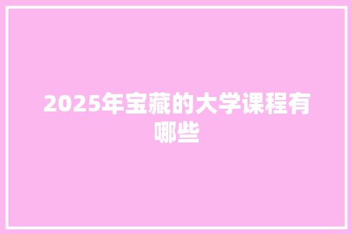 2025年宝藏的大学课程有哪些 项目报告
