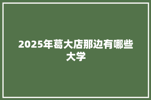 2025年葛大店那边有哪些大学